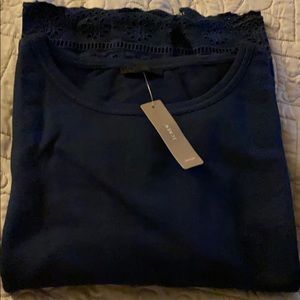 J.Crew Eyelet Hem Sweatshirt size large Navy